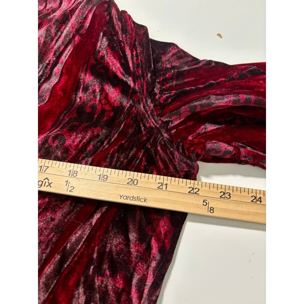 Velvet Cardigan Womens 1X Burgundy Burnout Paisley Witchy Whimsigoth Romantic - Picture 9 of 14